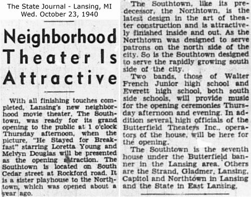 Southtown Theater - 1940-10-23-Southtown-Neighborhood Theater Is Attractive-Opens Thursday-From Timothy Bowman